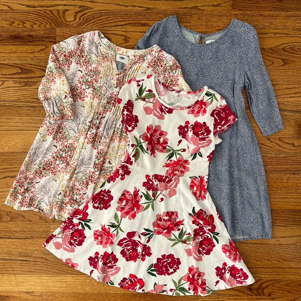 Girls Casual Floral and Patterned Dress Set Size 7/8